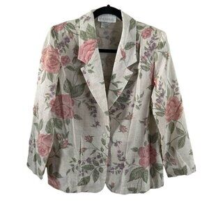 D.K. Gold All-Over Floral Print Blazer Jacket, Sz 10P